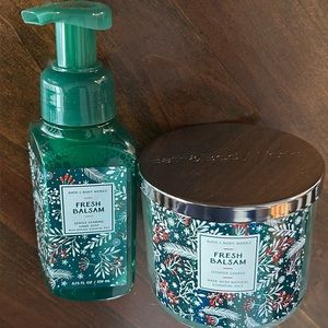 Bath and Body Works Fresh Balsam Large 3-Wick Candle + Hand Soap Set